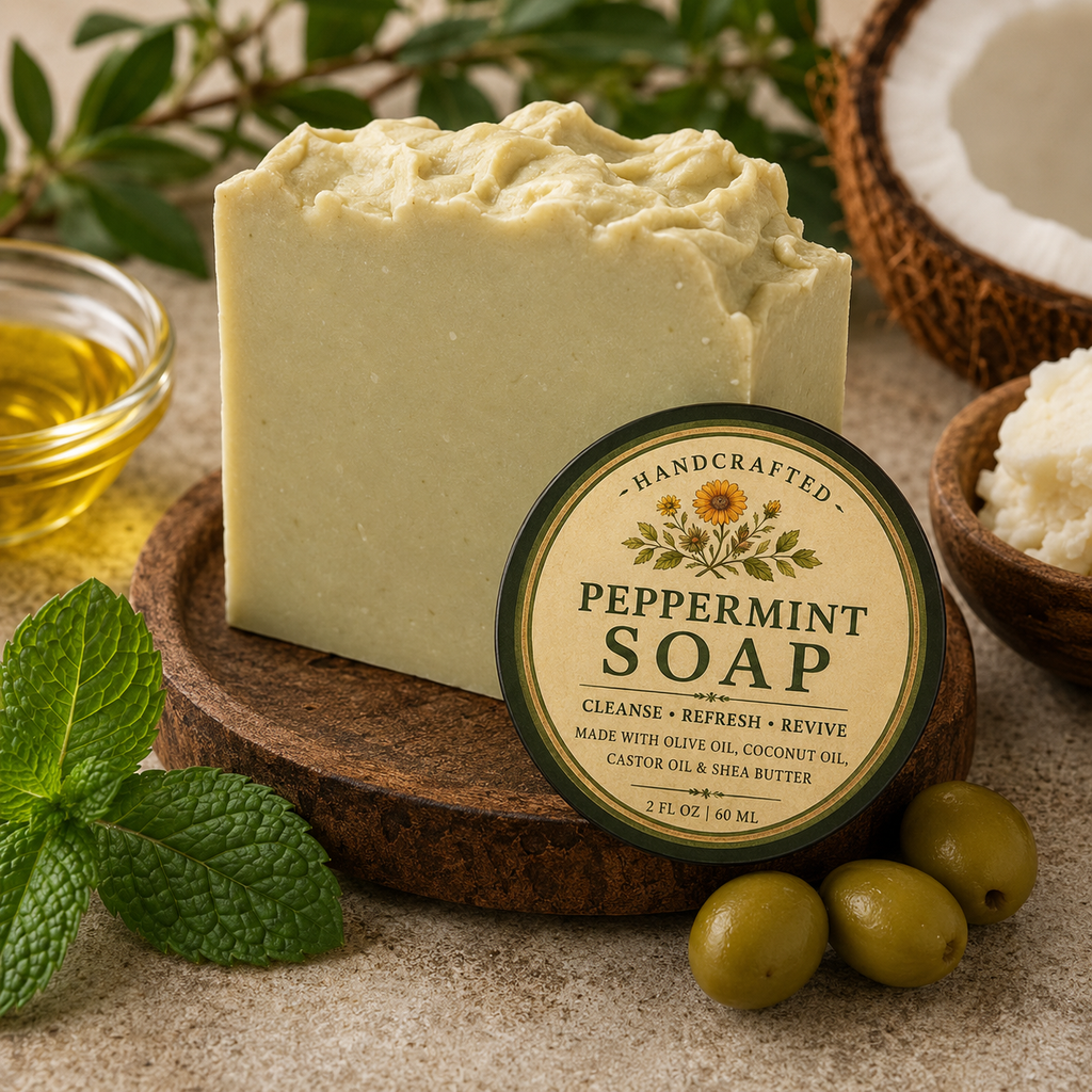 olive oil and peppermint soap bar