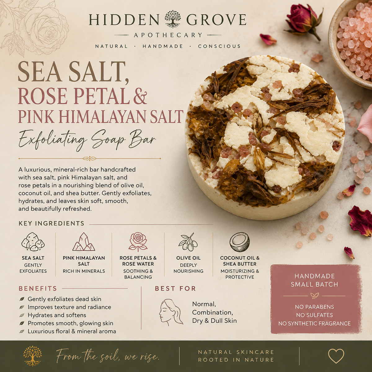 Rose Petal and Pink Himalayan Salt Soap Bar