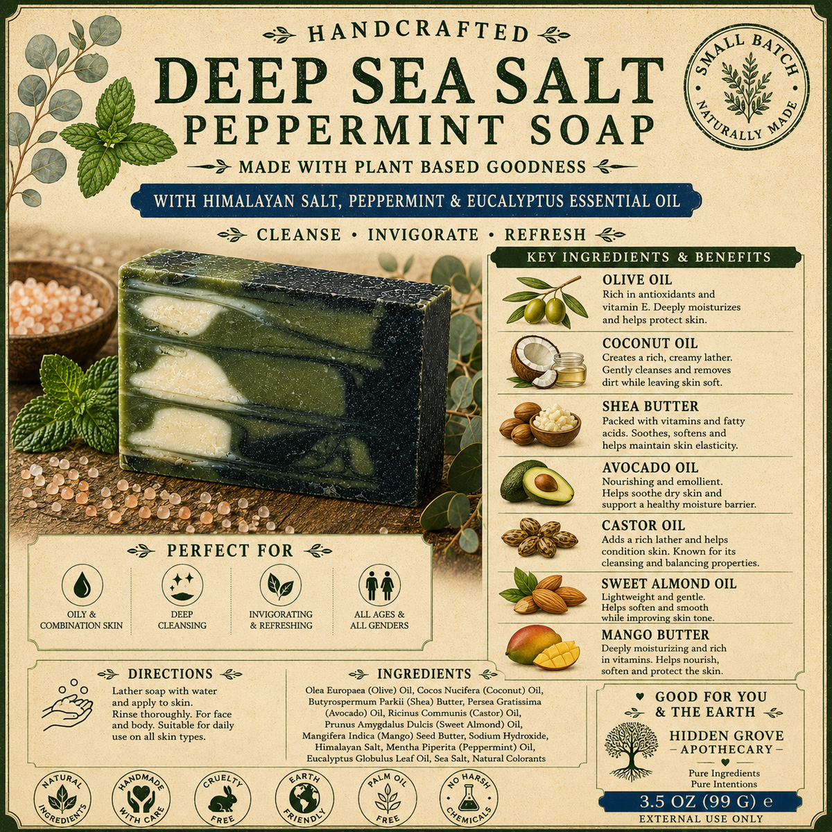 Deep Sea Salt Peppermint Soap Bar
