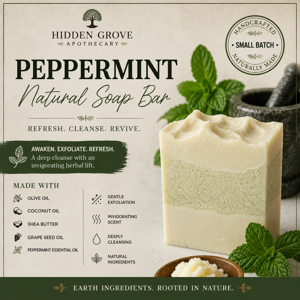 Peppermint Natural Soap Bar