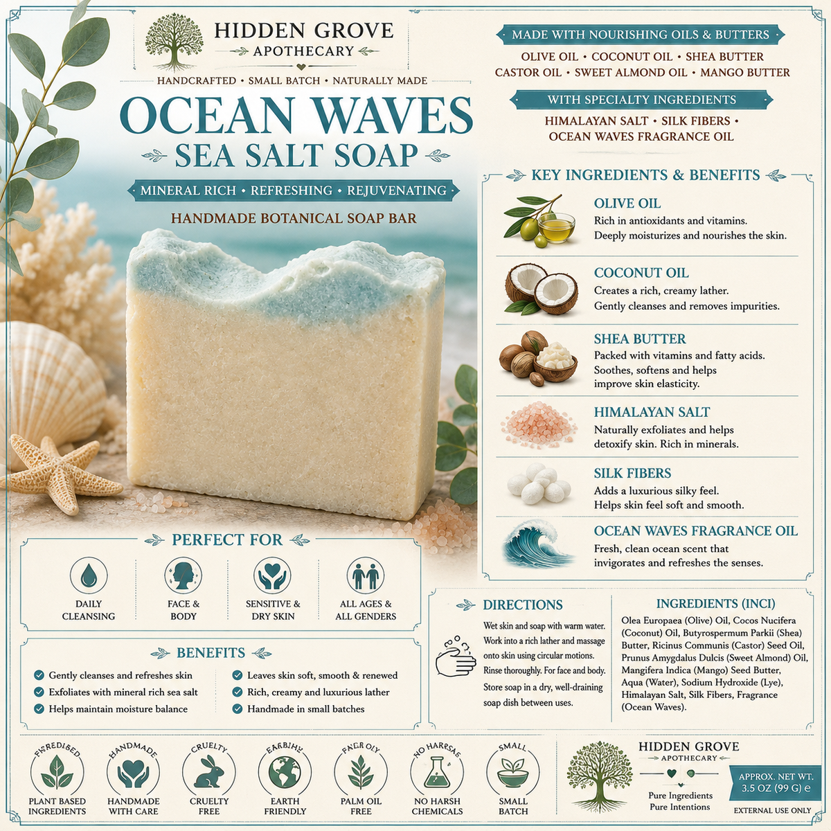Ocean Wave Sea Salt Soap Bar