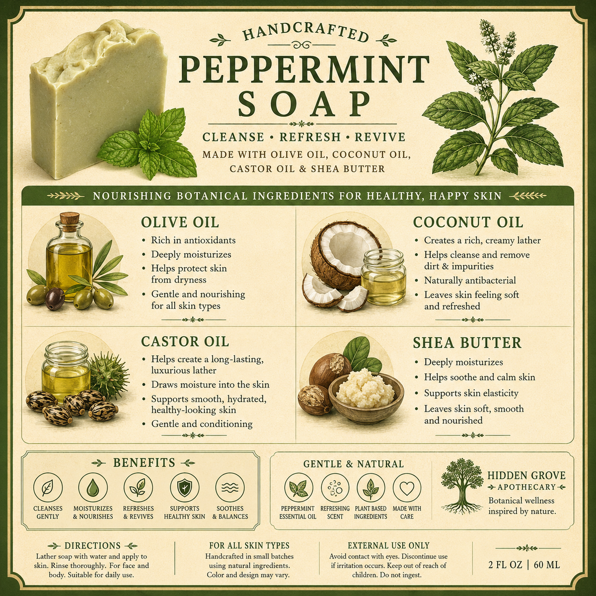 olive oil and peppermint soap bar