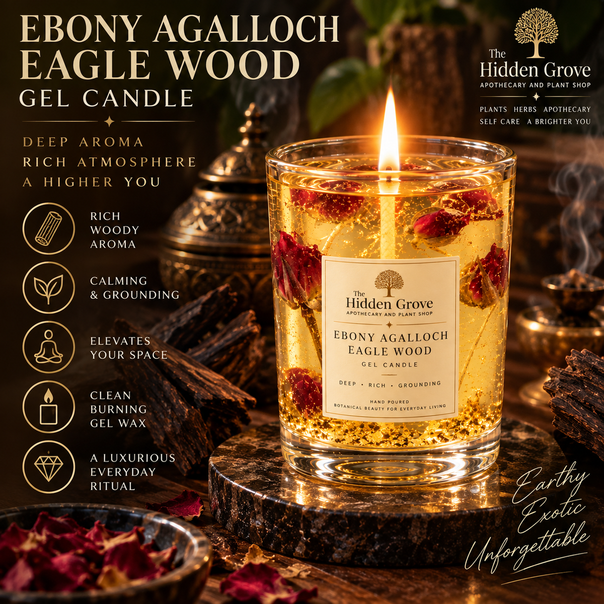 Ebony Agalloch Eaglewood Gel Candle