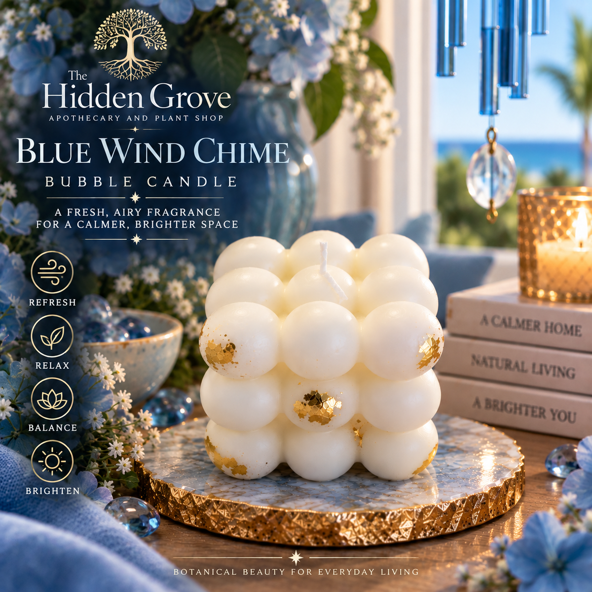 Blue Wind Chime Bubble Candle