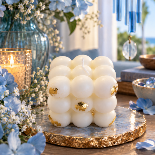Blue Wind Chime Bubble Candle